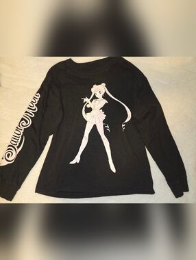 Black Sailor Moon Graphic Crewneck Sweater